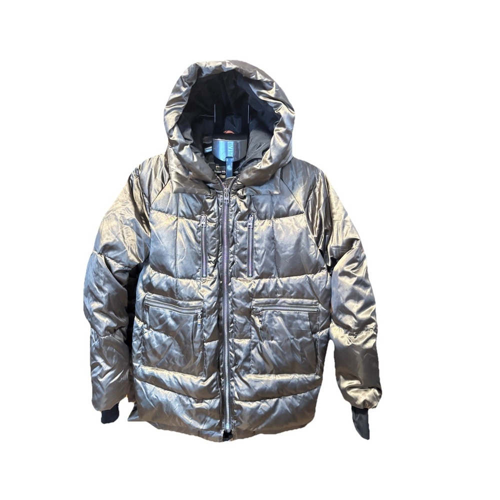 Orolay Womens XL Olive Green Hooded Shiny‎ Thickened Down Jacket Thumb Holes